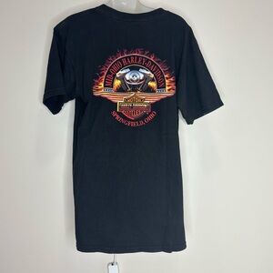 Harley Davidson Springfield Ohio Graphic T Shirt black fire flames size large